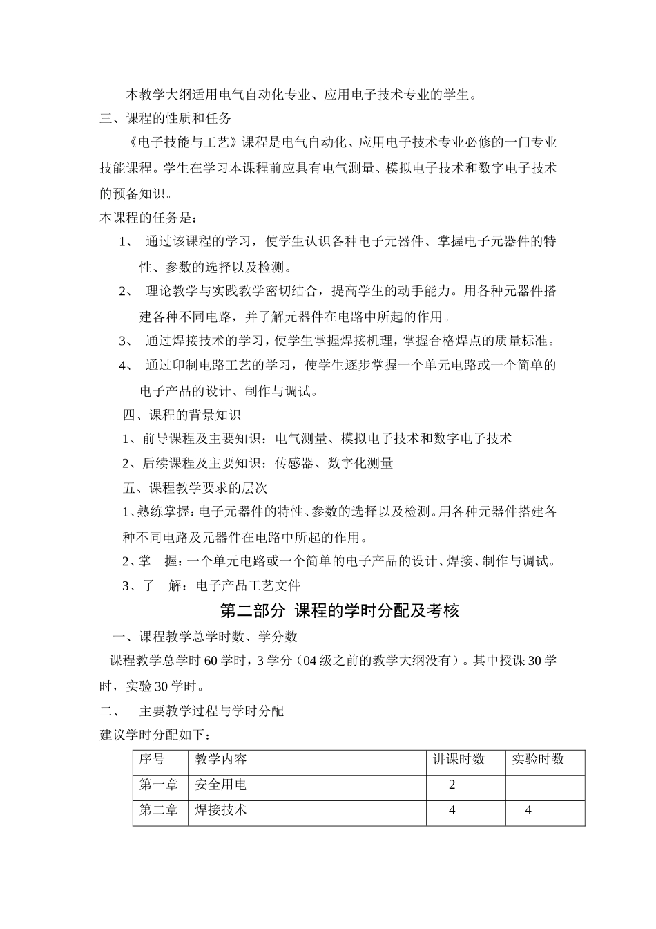 《电子技能与工艺》课程教学大纲_第2页