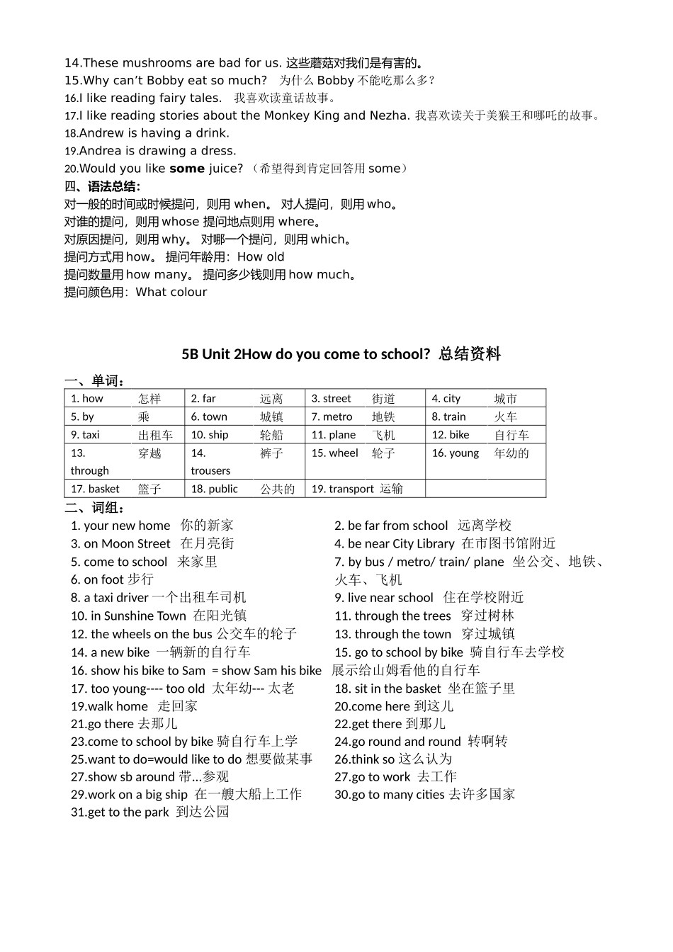 5B Unit 1 Cinderella单词知识点梳理汇总_第2页