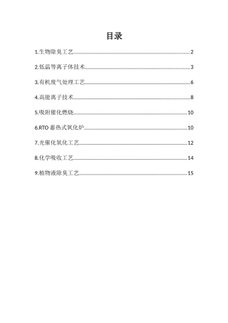 除臭工艺梳理汇总
