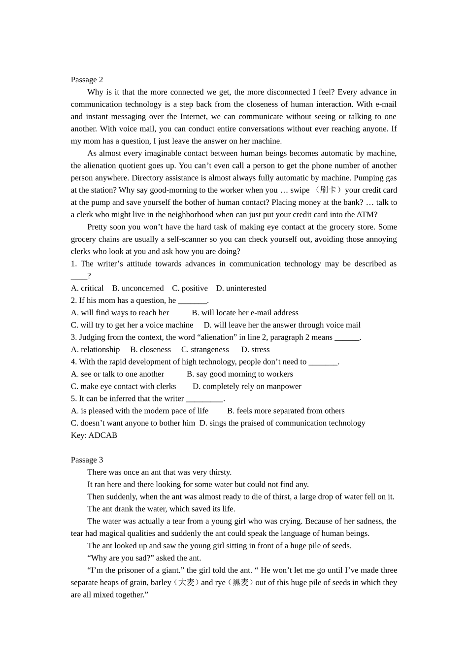 大学英语B统考题库真题阅读理解_第2页