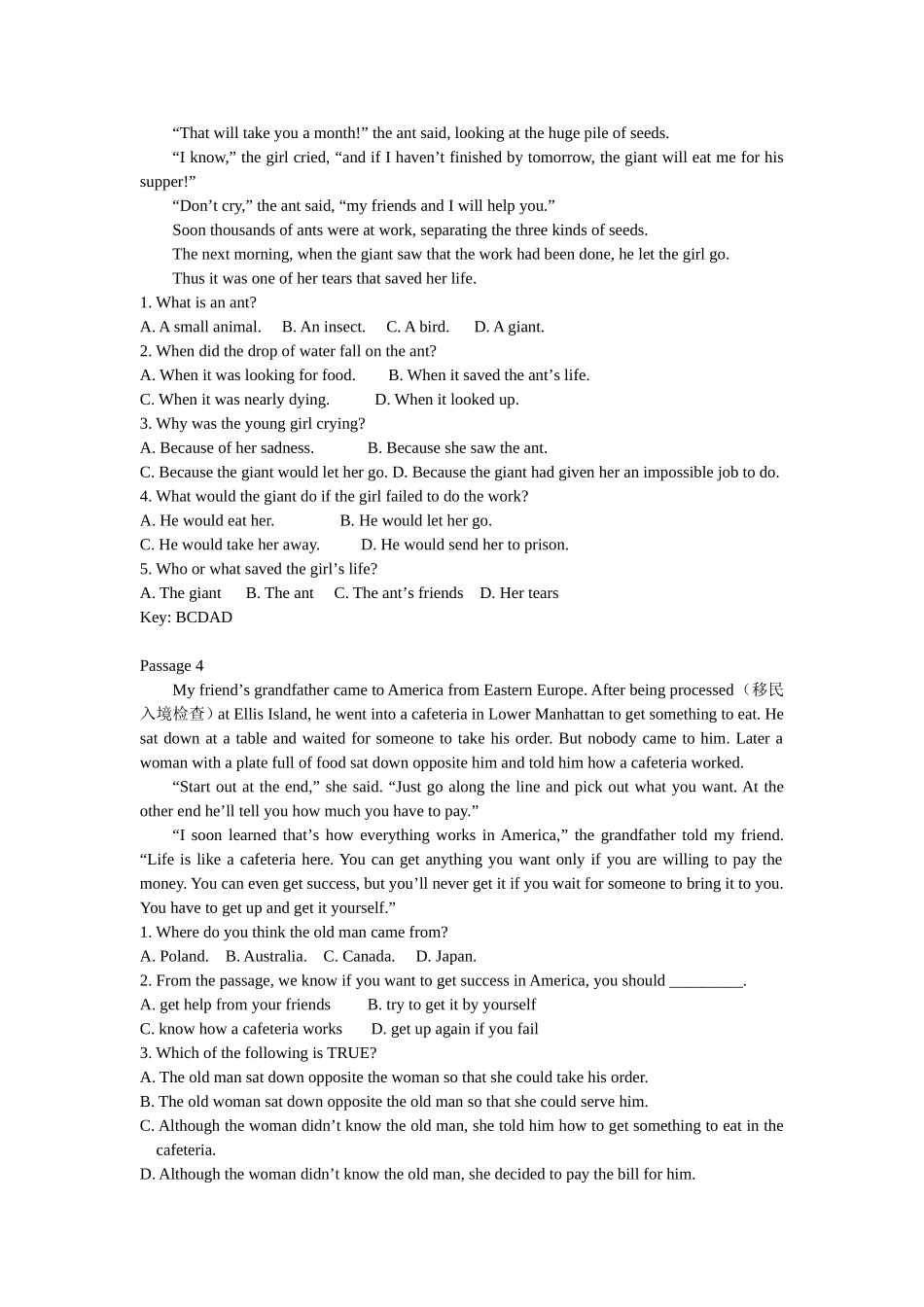 大学英语B统考题库真题阅读理解_第3页