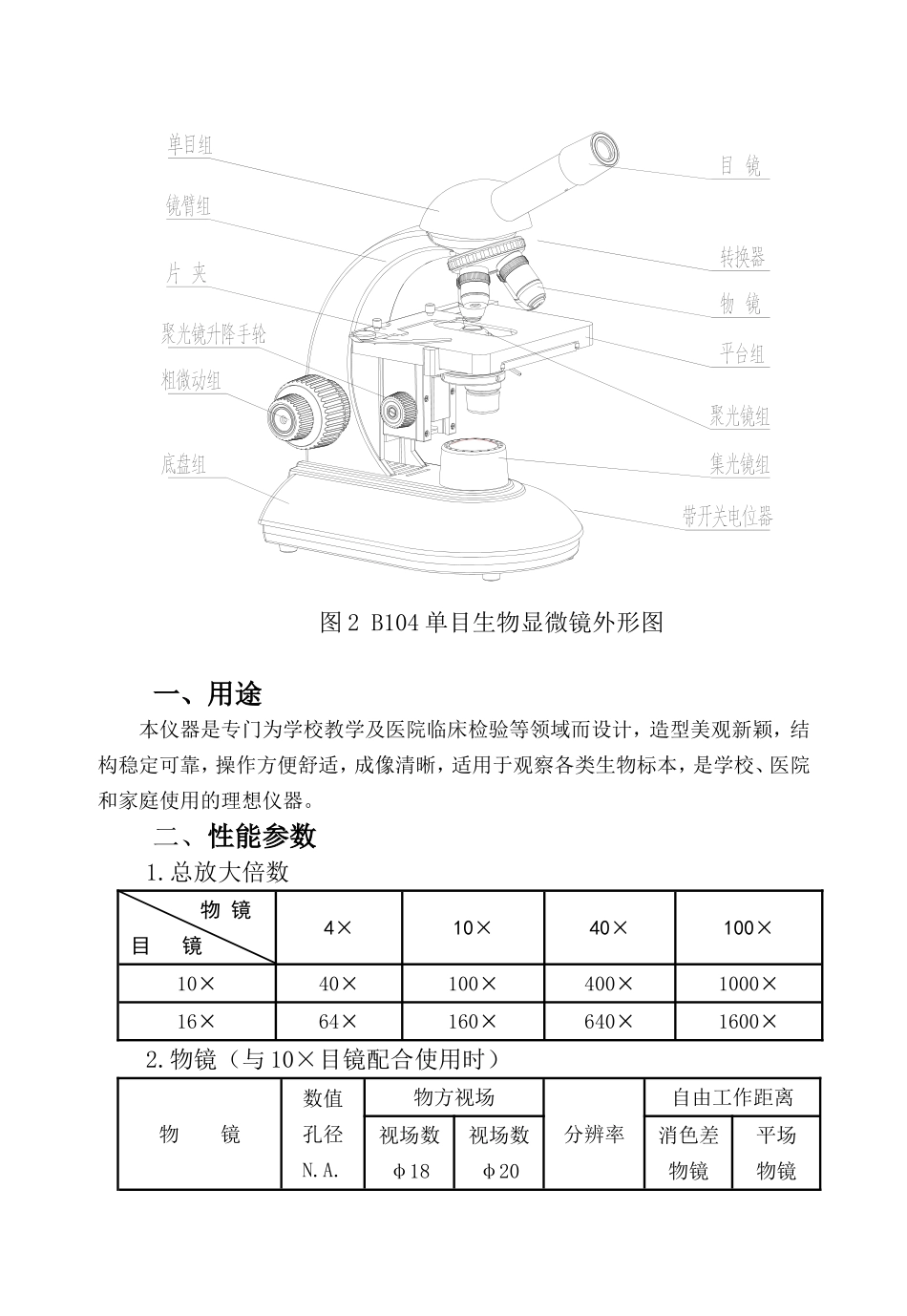 B系列生物显微镜使用说明书_第3页