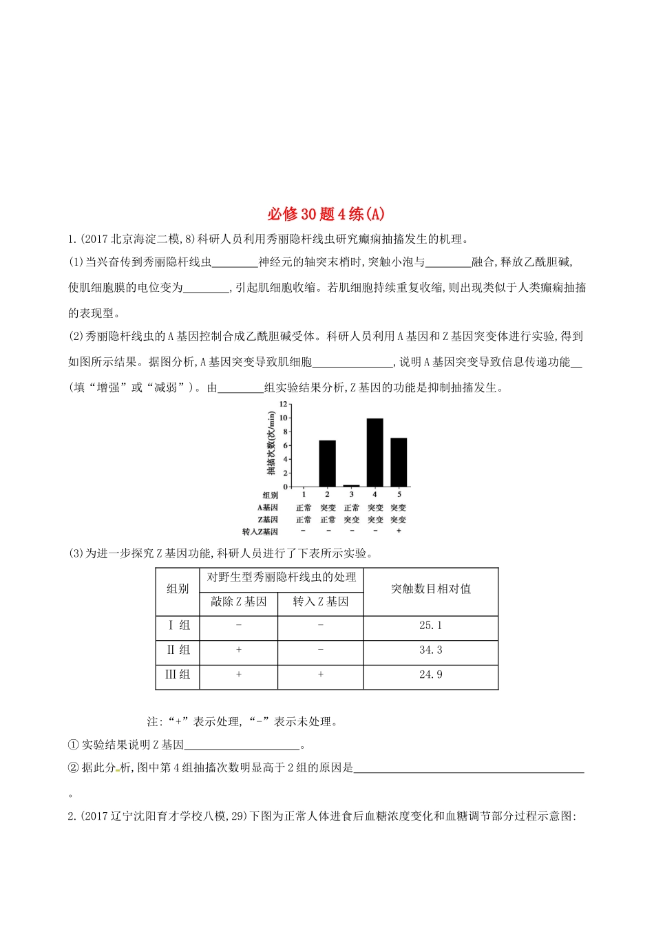 癫痫抽搐发生的机理练习题_第1页