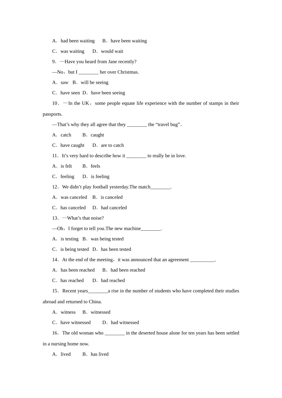 动词的时态和语态专题练习英语_第2页