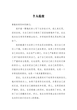 个人检查  个人职工行为散漫
