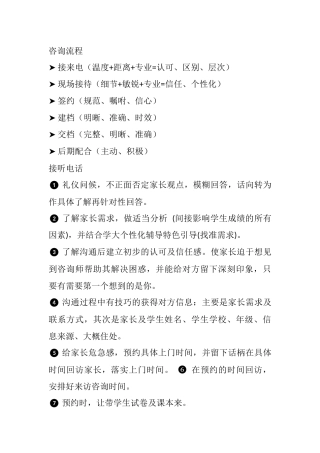接打电话咨询流程