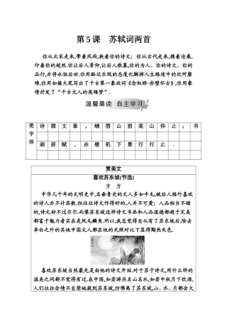 第5课 苏轼词两首测试练习题