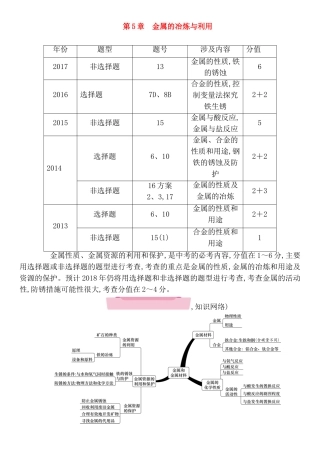 第5章 金属的冶炼与利用测试练习题