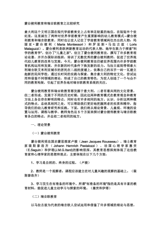 蒙台梭利教育和瑞吉欧教育之比较研究
