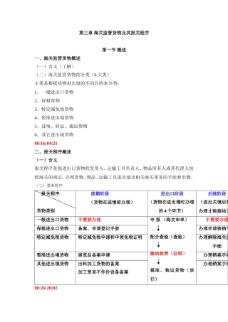 第三章海关监管货物及其报关程序测试练习题