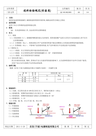 进料检验规范(彩盒类)检验表
