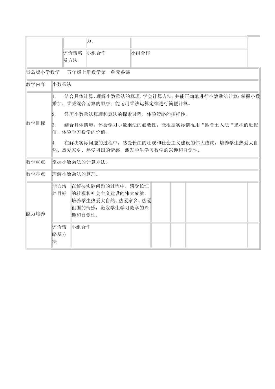 青岛版小学数学  五年级上册数学全册备课_第3页