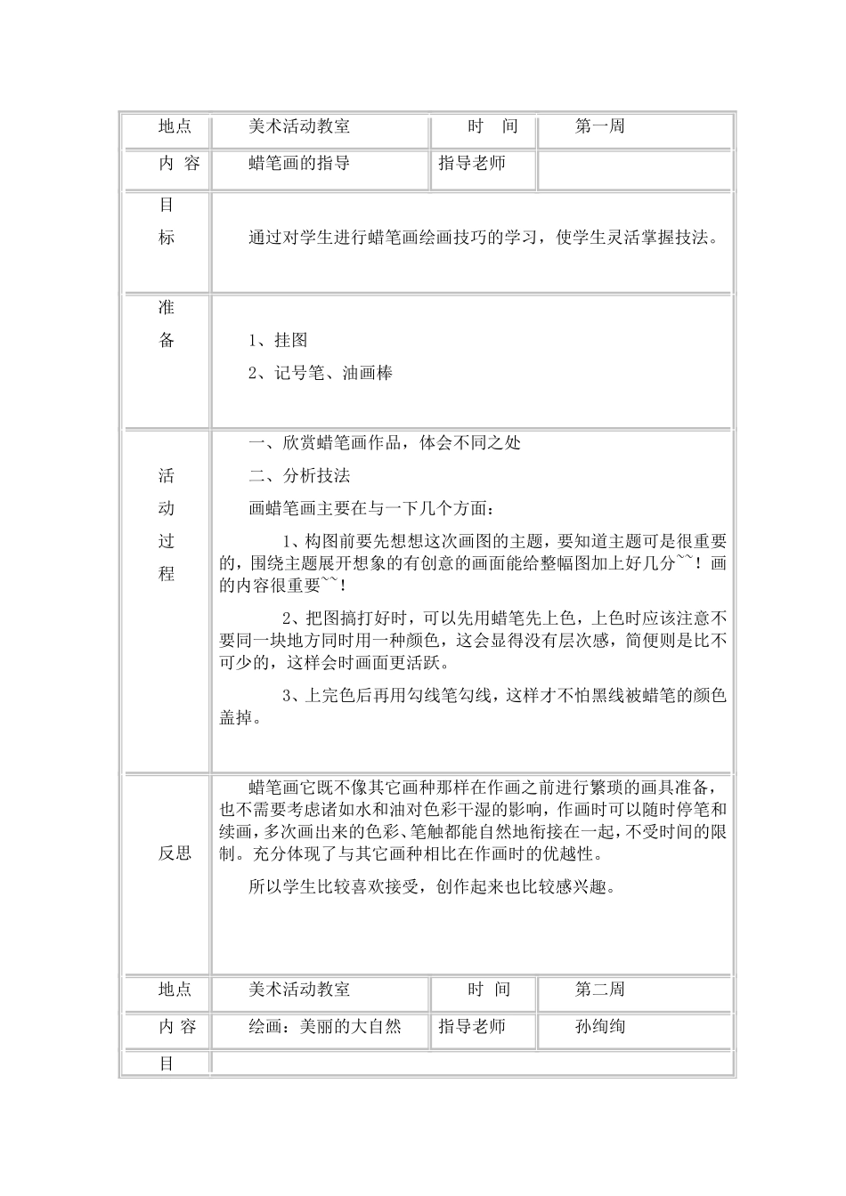 蜡笔画的指导  教学设计_第1页