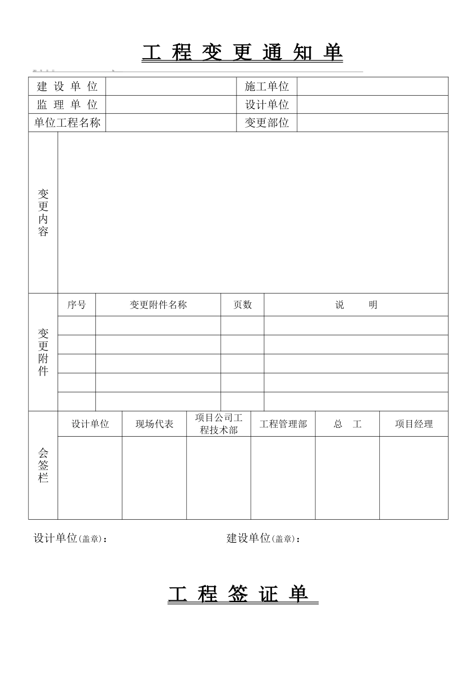 工程变更通知单等表格知识点梳理汇总_第1页