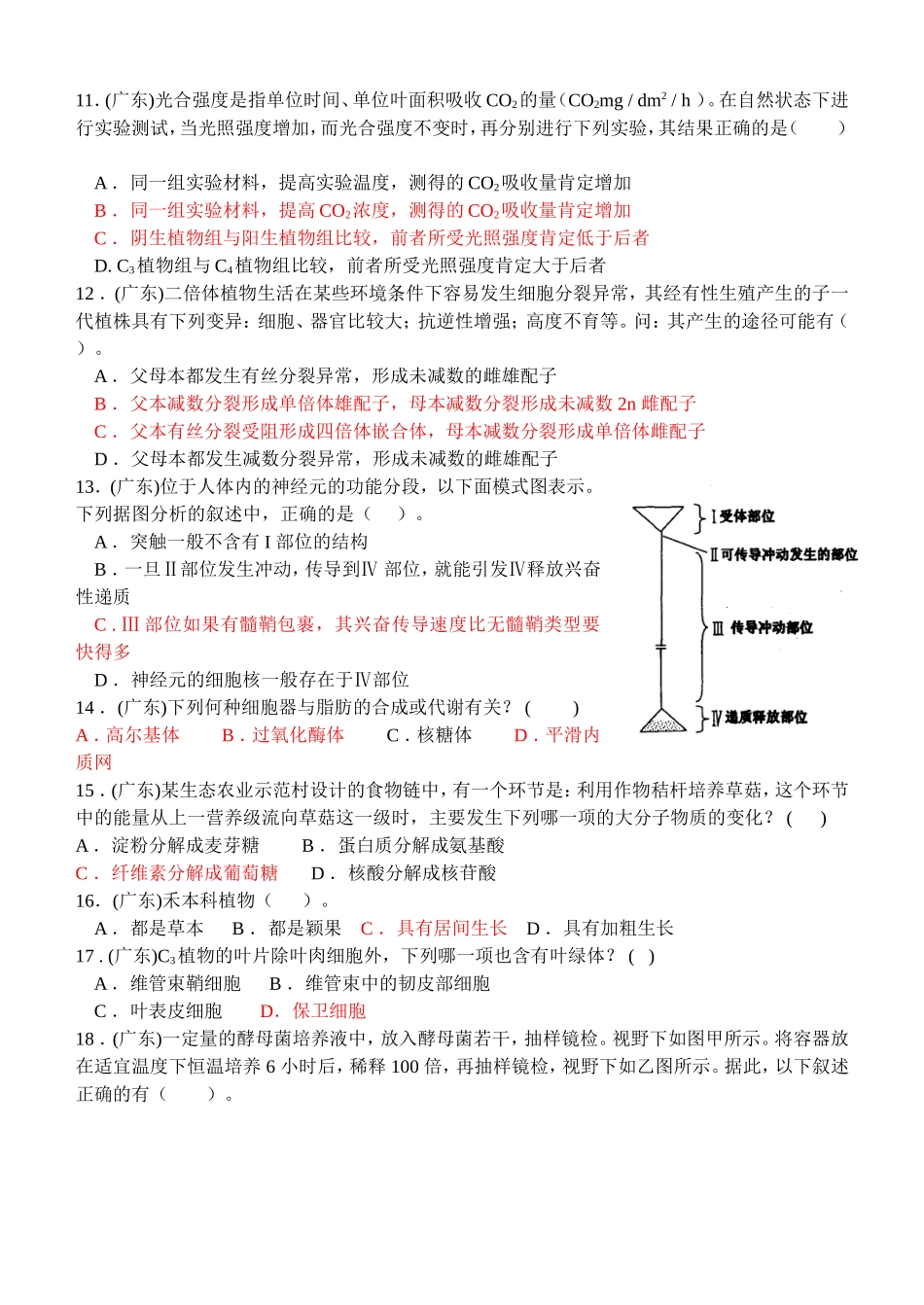 广东省生物竞赛模拟题_第2页