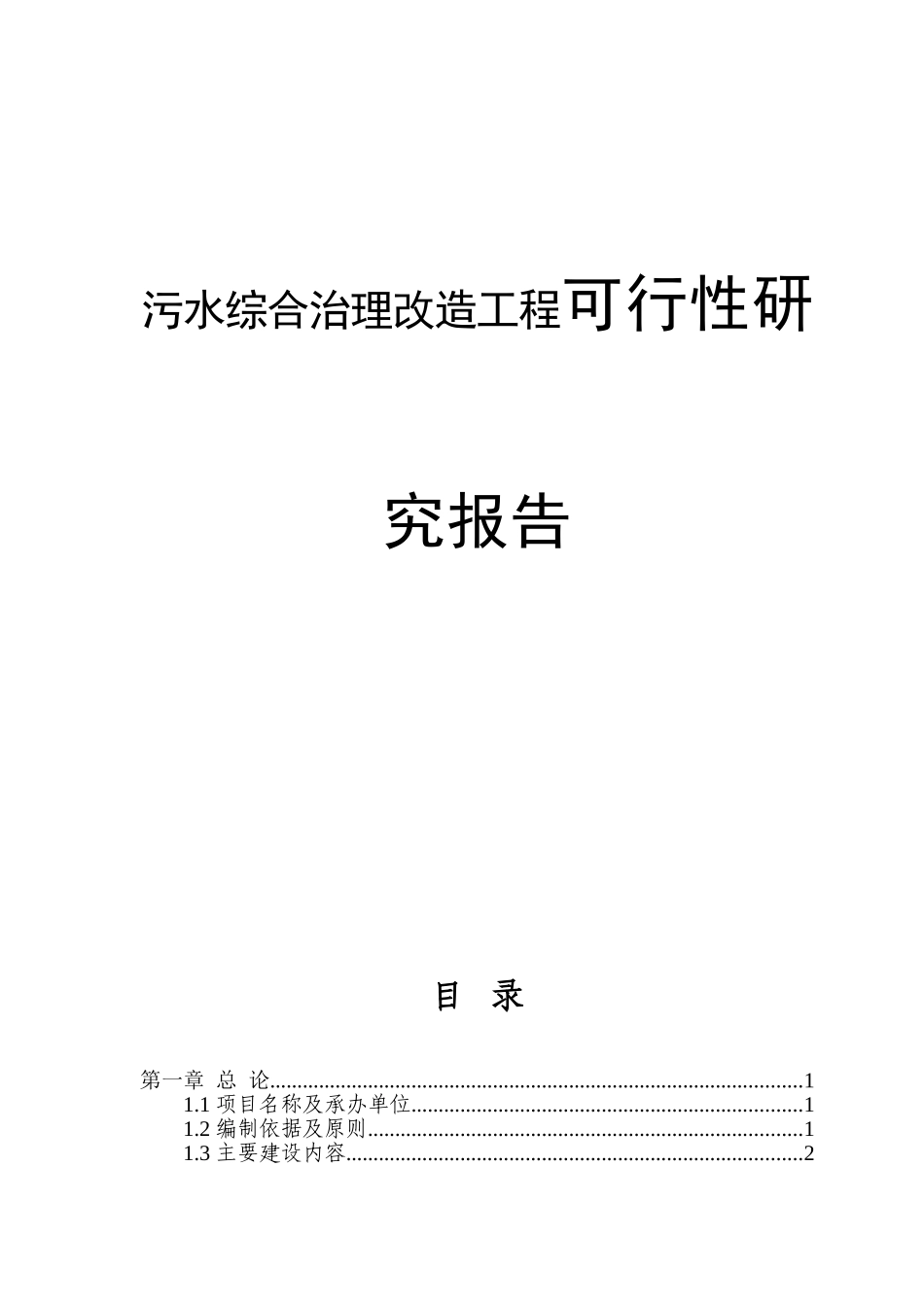 国药股份有限公司污水综合治理改造工程可行性研究报告_第1页