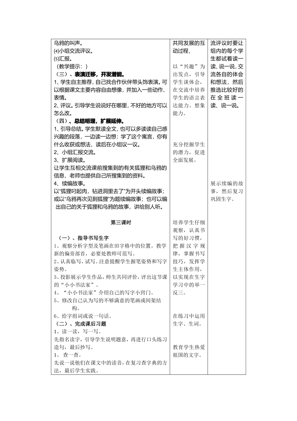 乌鸦和狐狸 教学设计_第3页