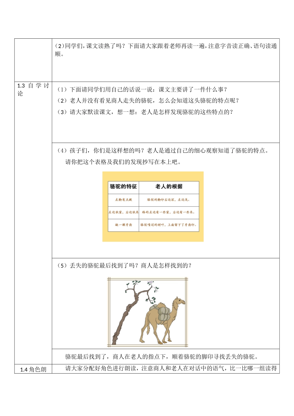 小学语文人教课标版三年级上册第四组第四课《找骆驼》活动设计_第2页