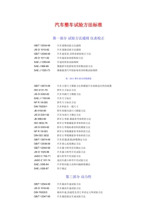 汽车整车试验方法标准