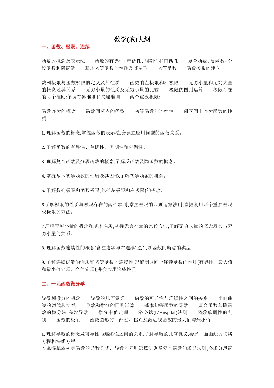 数学(农)大纲_第1页