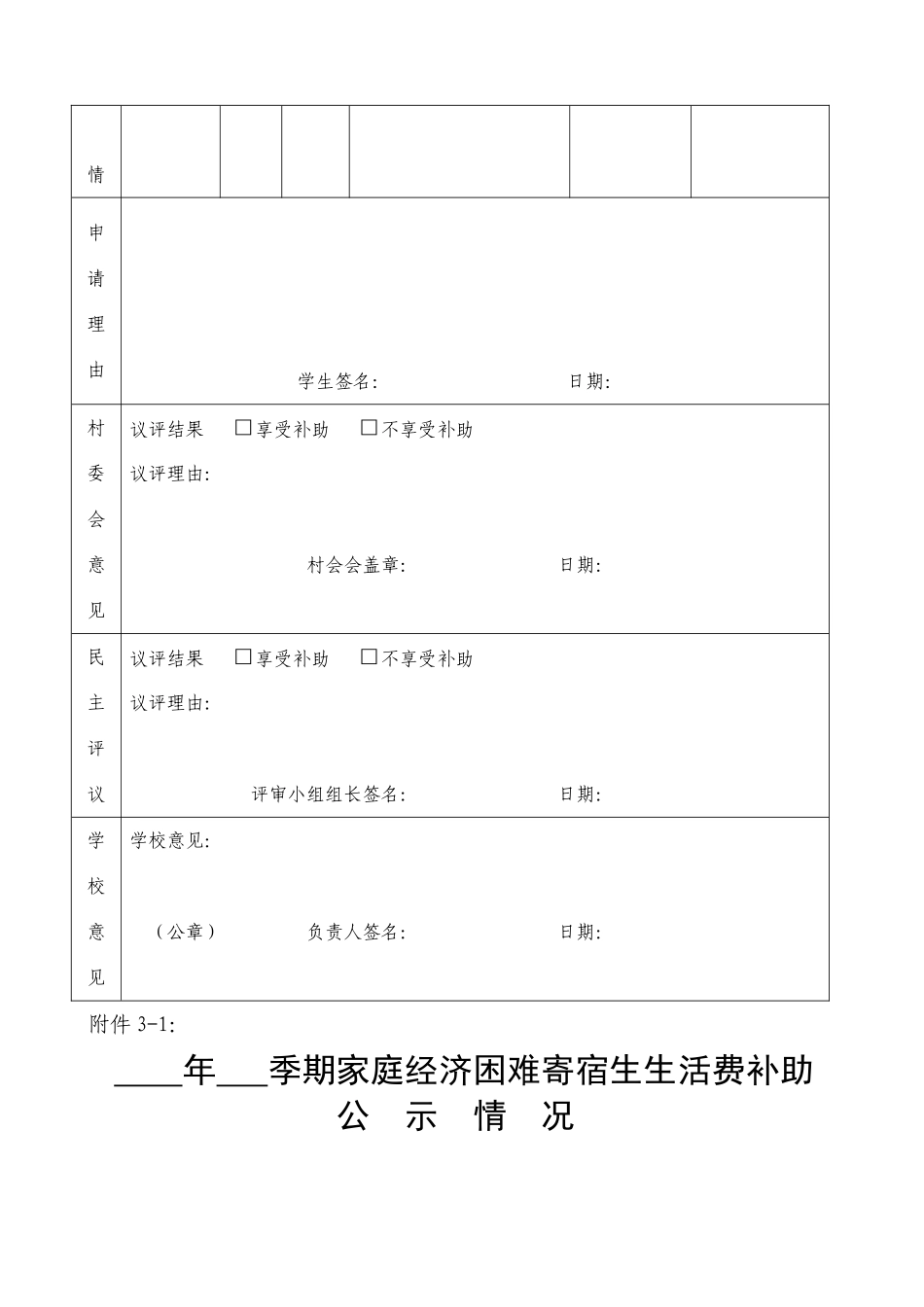 期家庭经济困难寄宿生生活费补助申请表_第2页