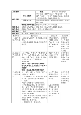 小学语文《绿毛龟》教学设计