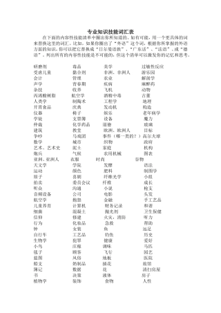专业知识技能词汇表
