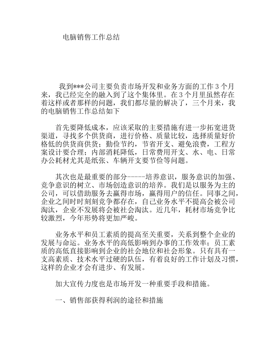 电脑销售工作总结_第1页