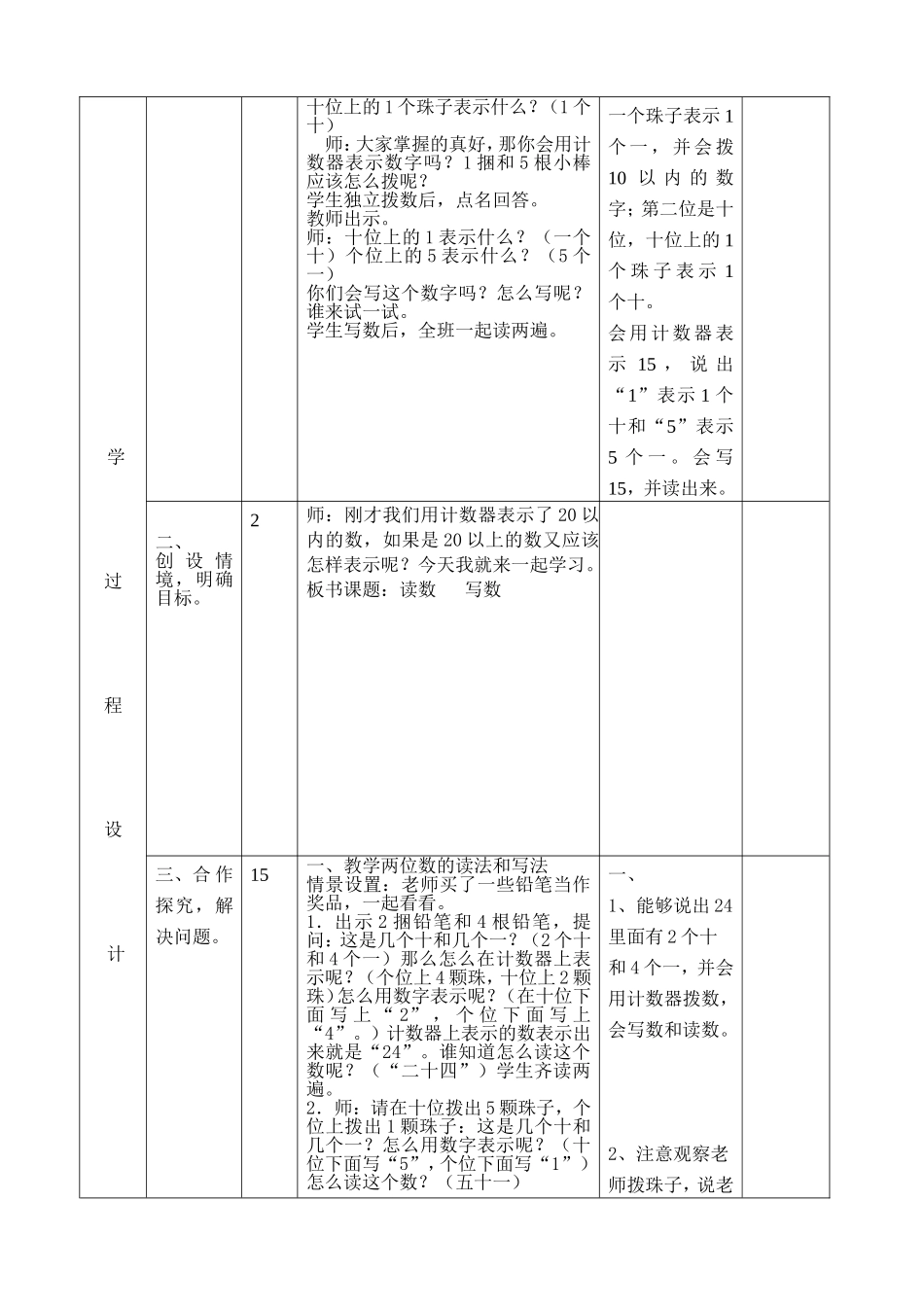 一年级第二小学新课程“有效教学”  数学  学科教学设计方案_第2页