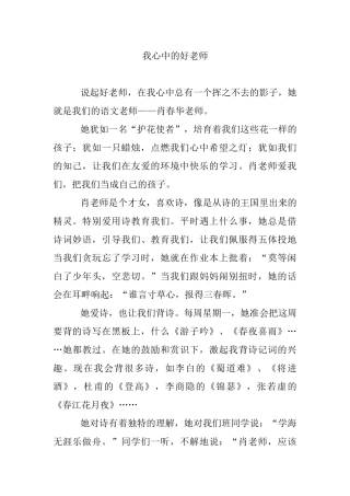 我心中的好老师 优秀作文