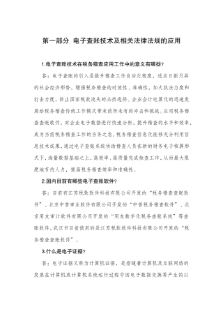 电子查账技术及相关法律法规的应用