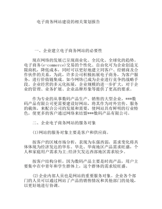 电子商务网站建设的相关策划报告