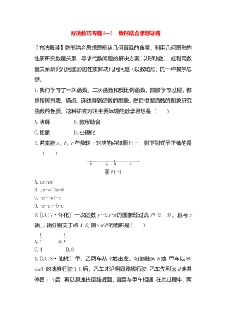 方法技巧专题(一)　数形结合思想训练测试练习题