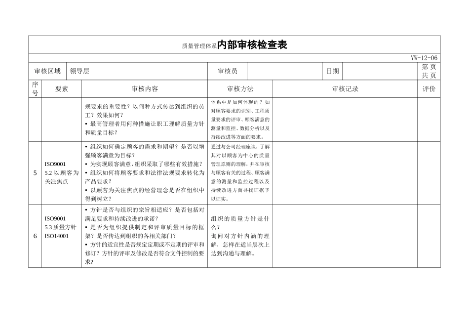 质量管理体系内部审核检查表_第2页