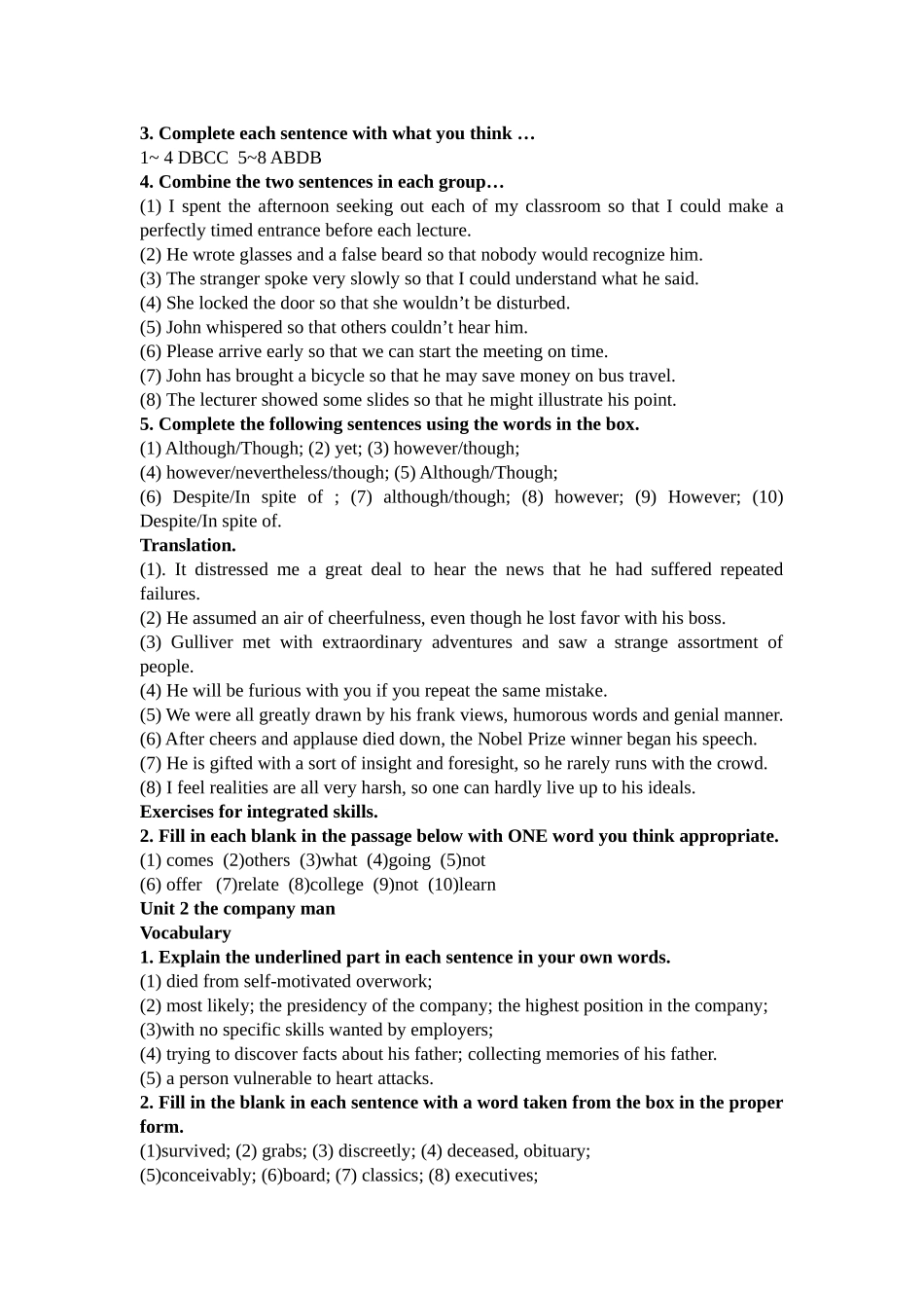 综英3课后答案 Unit 1 Fresh start_第2页