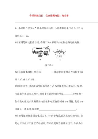 专项训练 伏安法测电阻、电功率测试题
