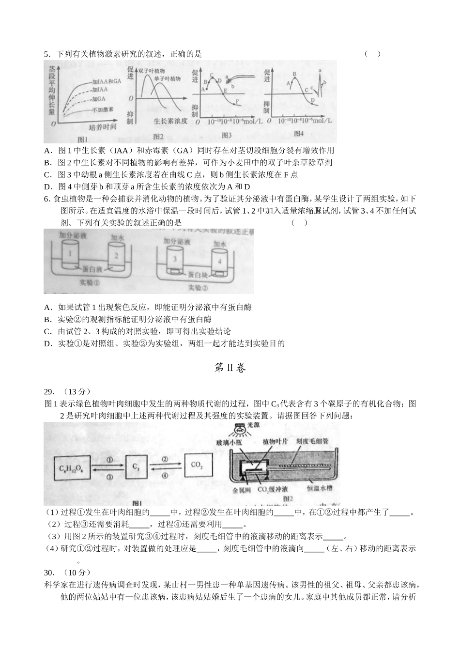 2024年河南省普通高中毕业班高考适应性测试理科综合能力——生物试题_第2页