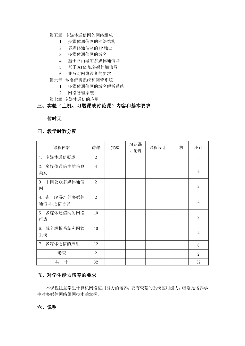 《多媒体通信技术》课程教学大纲_第2页