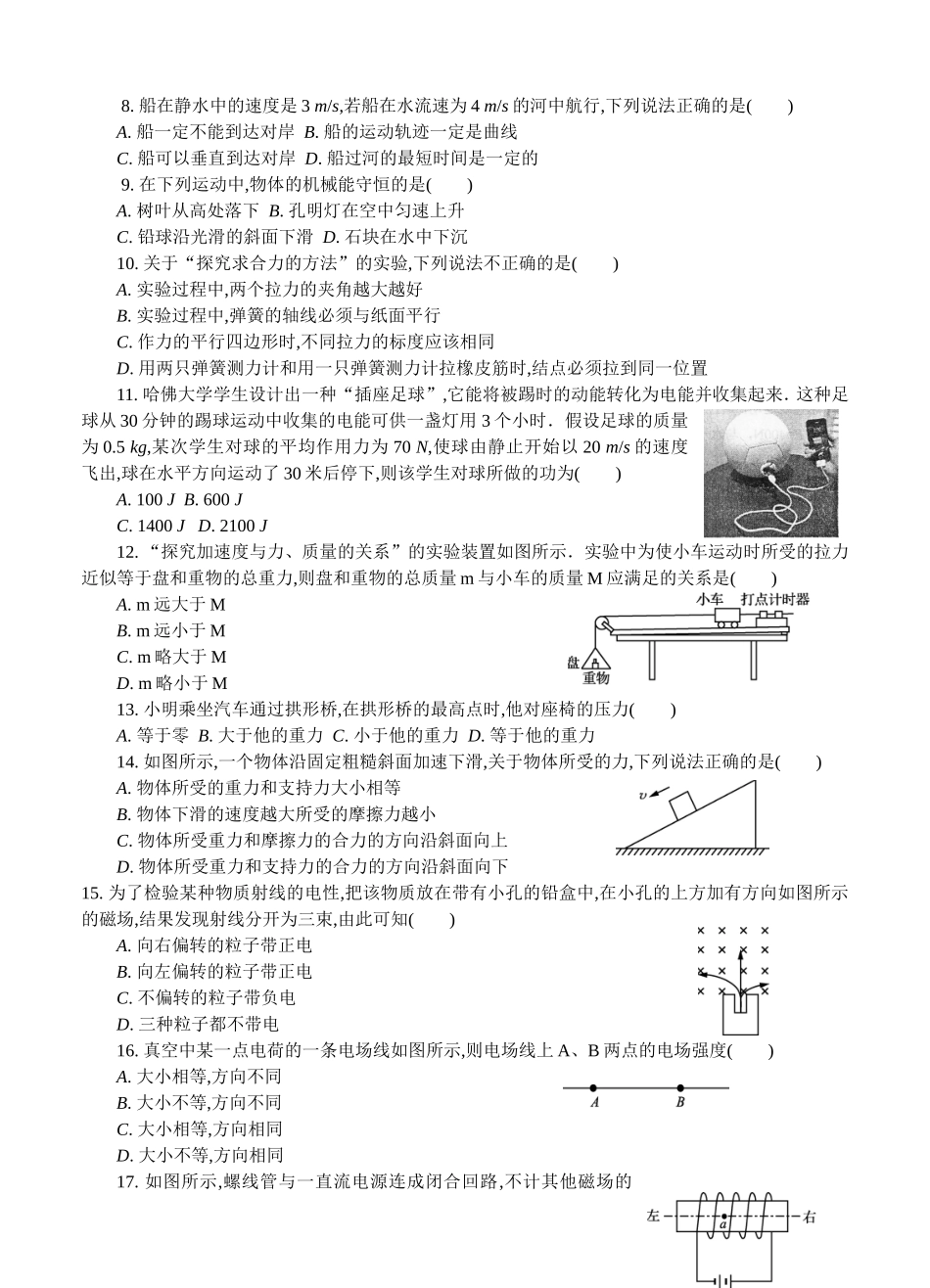 2024届物理高二学业水平测试模拟卷_第2页
