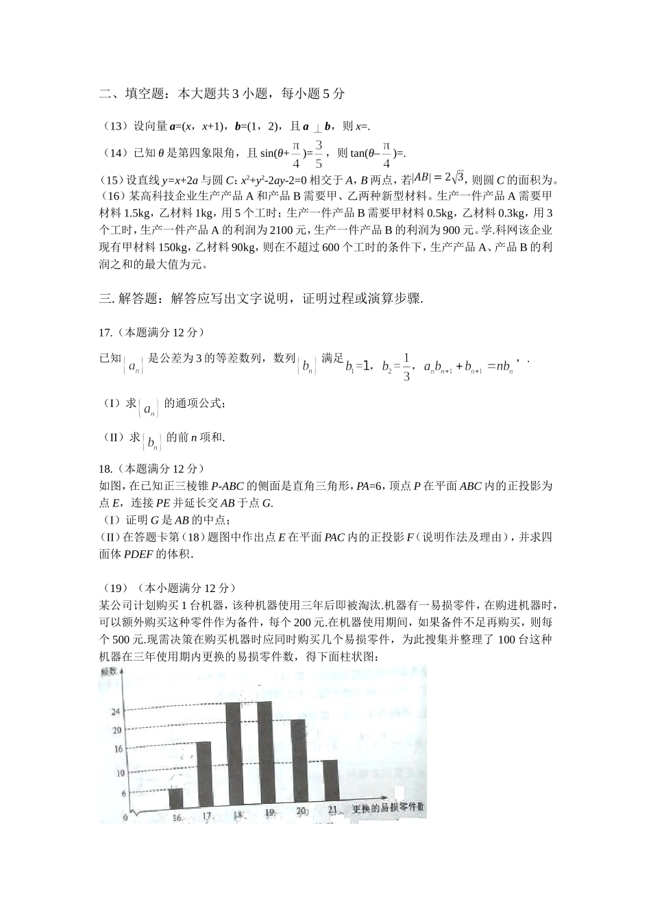 2024年普通高等学校文科数学招生全国统一考 ） 试_第3页