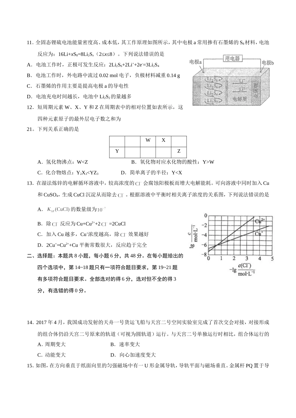 2024普通高等学校招生全国统一考试理科综合能力测试_第3页