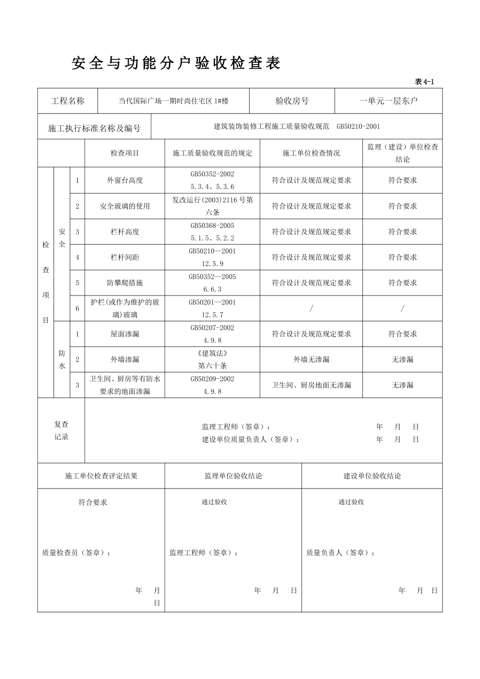 安全与功能分户验收检查表_第1页