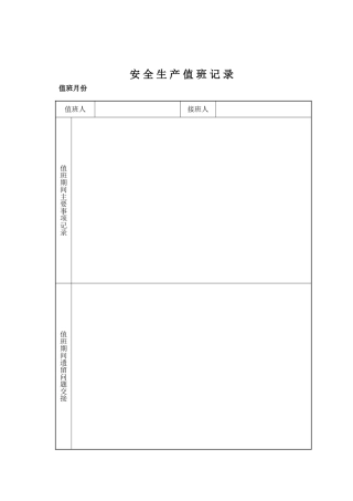 安全生产值班记录