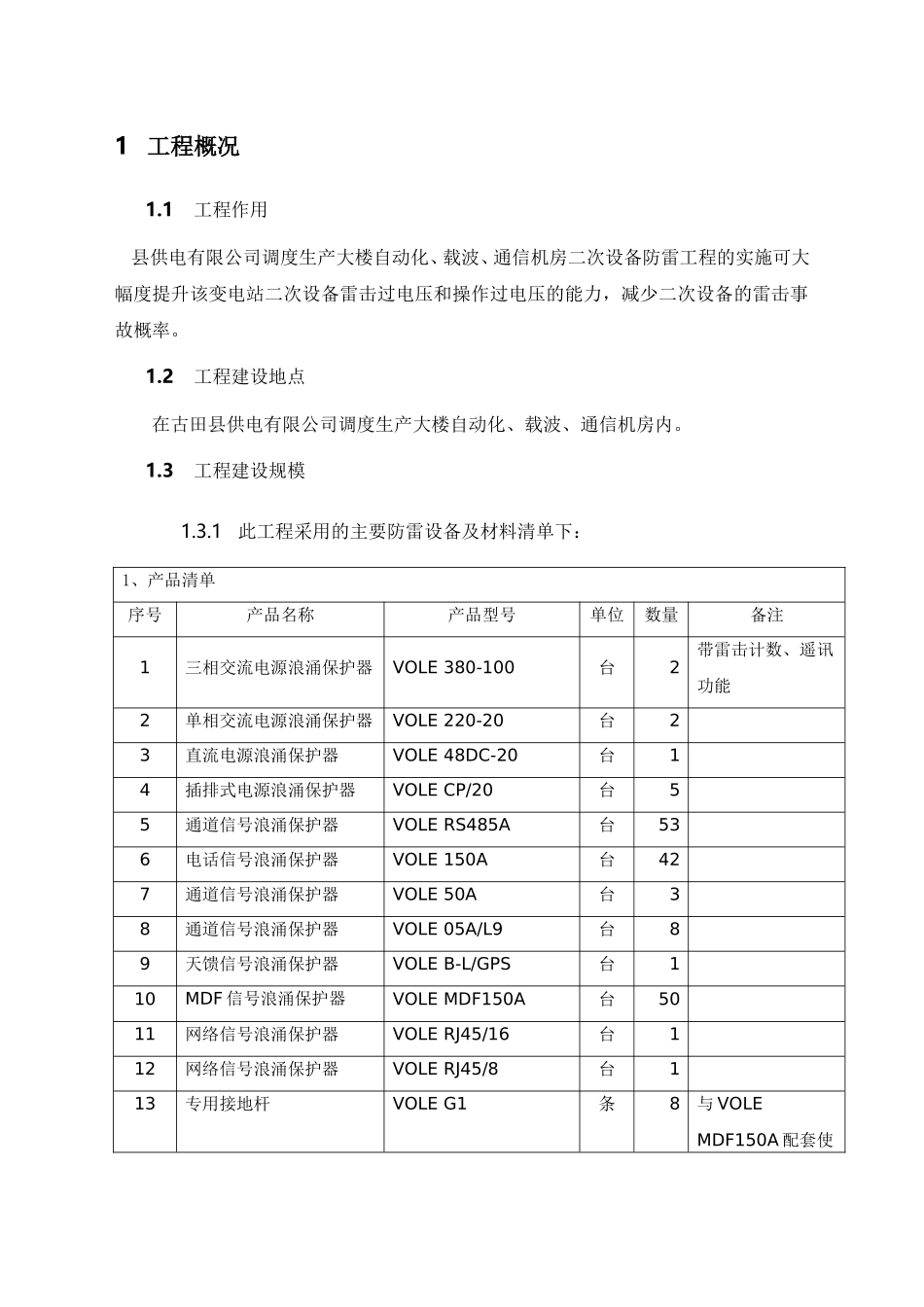 供电有限公司调度生产大楼自动化、载波、通信机房二次设备防雷工程方案_第1页
