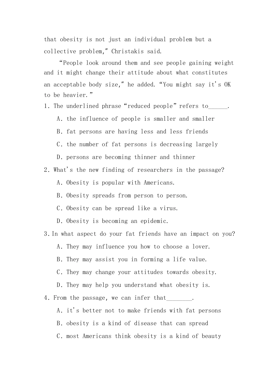 初中中考英语阅读理解编习题（十）附答案_第2页