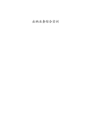 出纳业务综合实训知识点梳理汇总