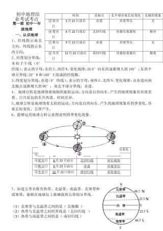 初中地理结业考试考点梳理汇总