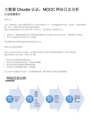 大数据Clouder认证：MOOC网站日志分析