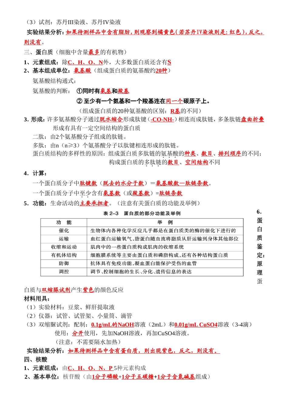 第二章 细胞的化学组成复习提纲_第3页