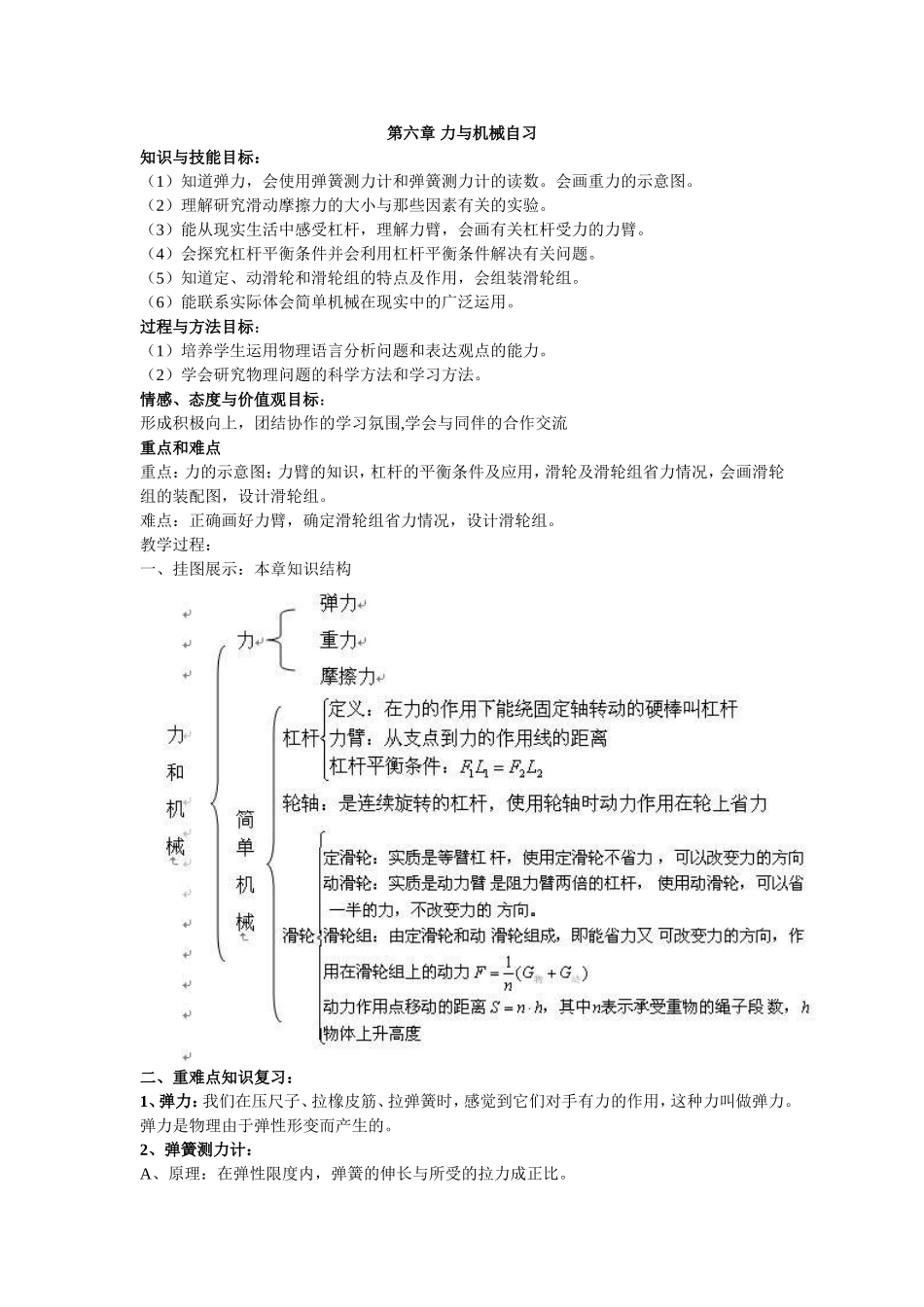 第六章力与机械自习 练习测试题_第1页